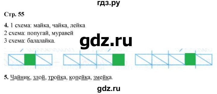 ГДЗ по русскому языку 1 класс  Тихомирова рабочая тетрадь (Канакина)  страница - 55, Решебник 2022