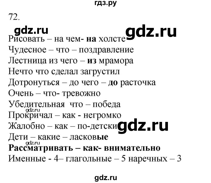 ГДЗ по русскому языку 5 класс Бондаренко рабочая тетрадь (Ладыженская)  часть 2 - 72, Решебник