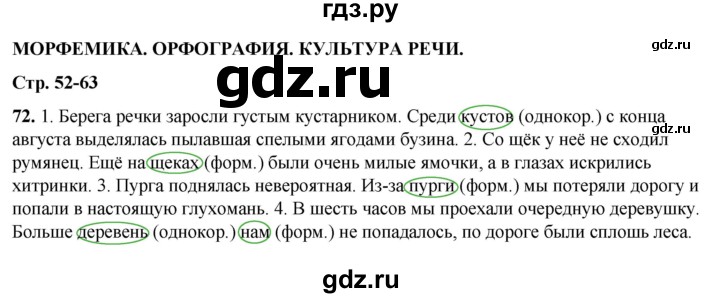 ГДЗ по русскому языку 5 класс Бондаренко рабочая тетрадь (Ладыженская)  часть 1 - 72, Решебник 2025