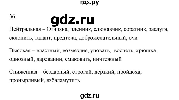 ГДЗ по русскому языку 6 класс  Бондаренко Рабочая тетрадь (Баранов)  часть 1 - 36, Решебник