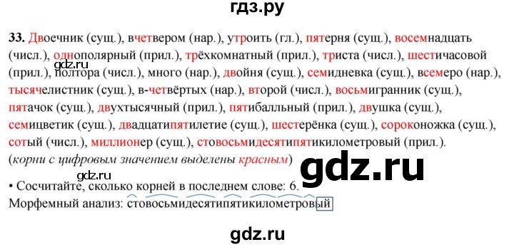 ГДЗ по русскому языку 6 класс  Бондаренко Рабочая тетрадь (Баранов)  часть 2. упражнение - 33, Решебник 2025