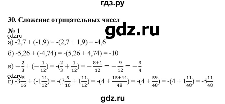 ГДЗ по математике 6 класс  Ткачёва рабочая тетрадь Базовый уровень сложение отрицательных чисел (упражнение) - 1, Решебник