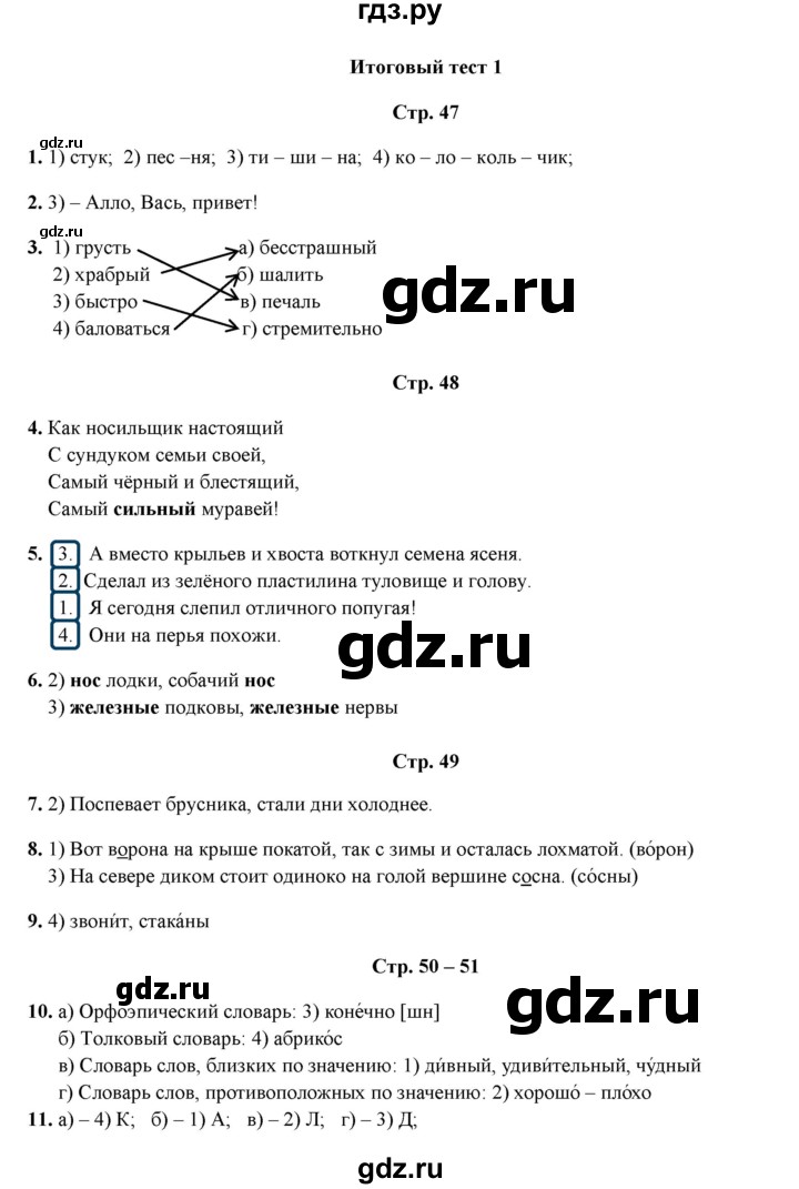 ГДЗ по русскому языку 1 класс  Занадворова тесты (Канакина)  тест - Итоговый тест 1, Решебник