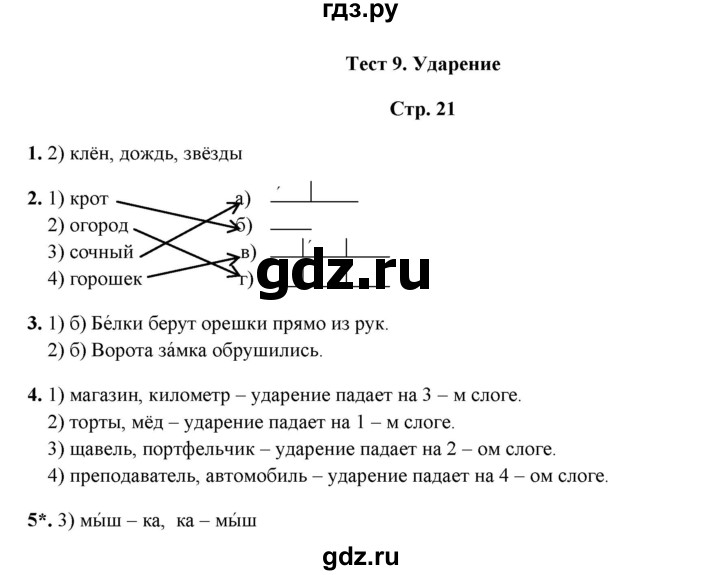 ГДЗ по русскому языку 1 класс  Занадворова тесты (Канакина)  тест - 9, Решебник