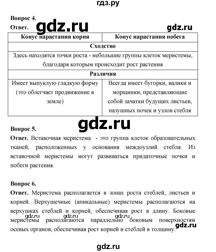 ГДЗ по биологии 6 класс  Пономарева  Базовый уровень параграф 26 (страница) - 170, Решебник