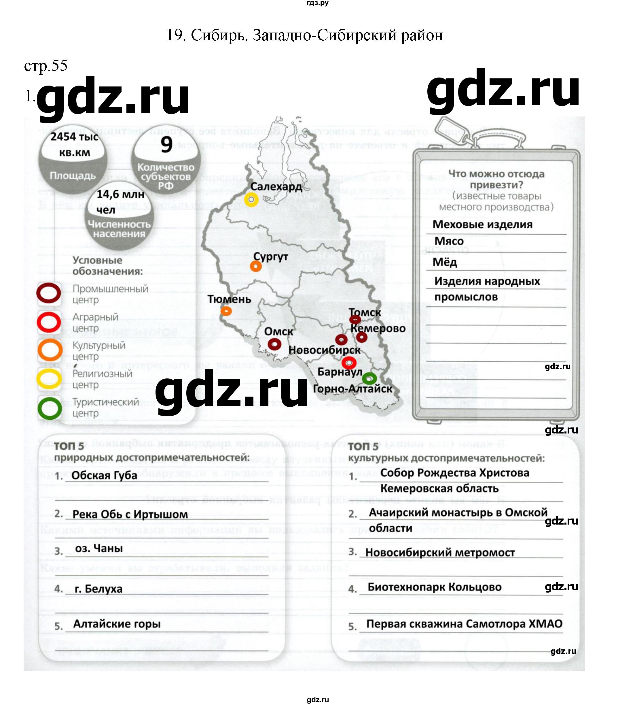 ГДЗ по географии 9 класс Дубинина практические работы (Алексеев)  страница - 55, Решебник