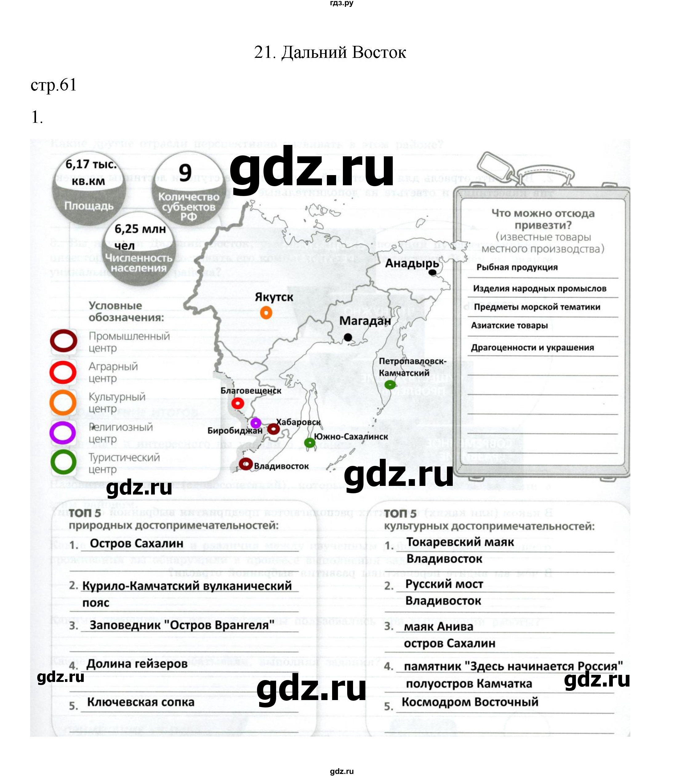 ГДЗ по географии 9 класс Дубинина практические работы (Алексеев)  страница - 61, Решебник