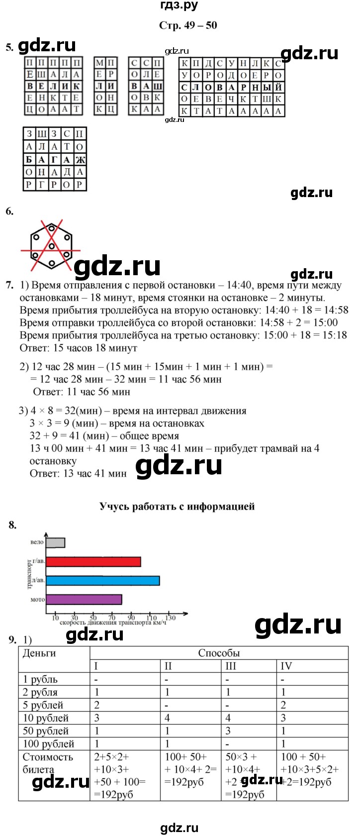 ГДЗ по информатике 4 класс Холодова рабочая тетрадь Юным умникам и умницам  часть 2. страница - 49-50, Решебник