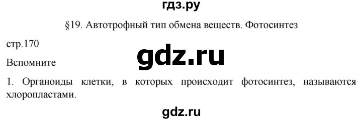 ГДЗ по биологии 10 класс Пасечник  Углубленный уровень §19 / вспомните - 1, Решебник