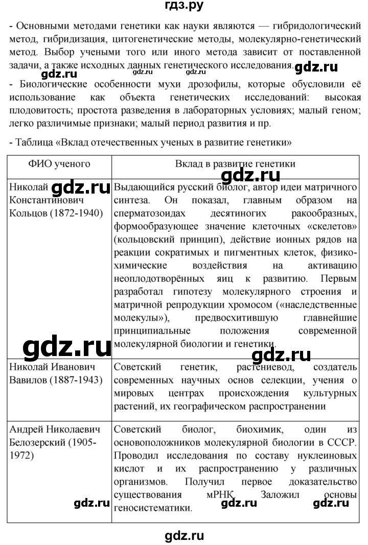 ГДЗ по биологии 10 класс Пасечник  Углубленный уровень итоги главы - Глава 11, Решебник