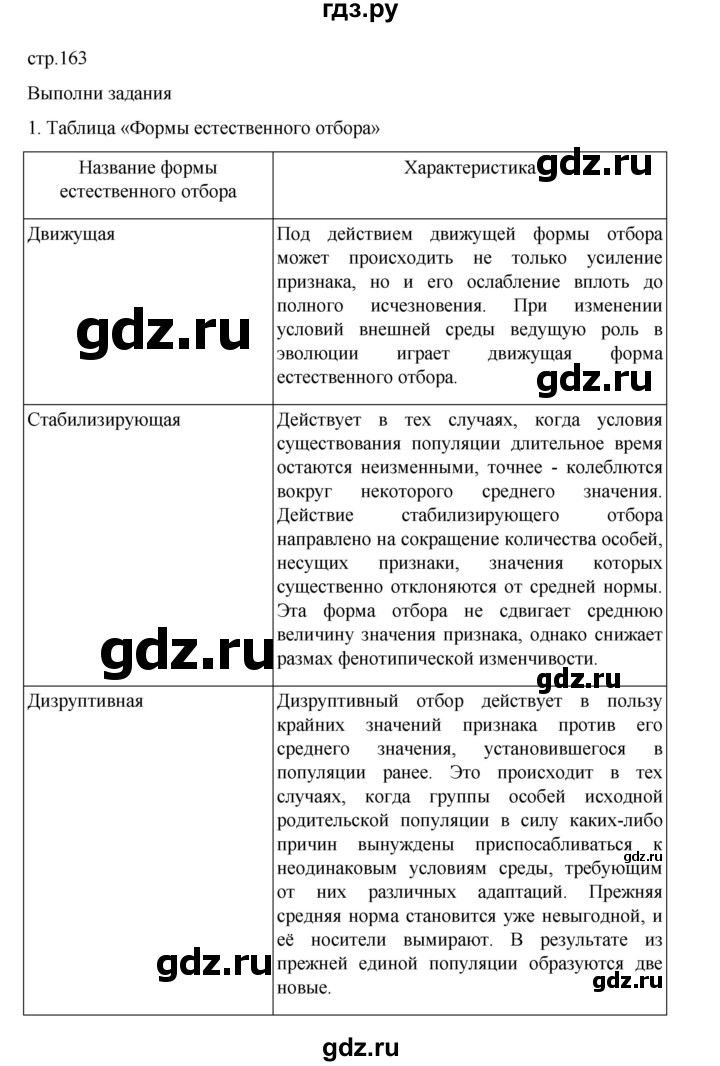 ГДЗ по биологии 10‐11 класс Агафонова  Базовый уровень §39 - 163, Решебник