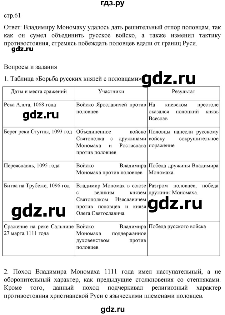 ГДЗ по истории 6 класс Мединский История России  страница - 61, Решебник